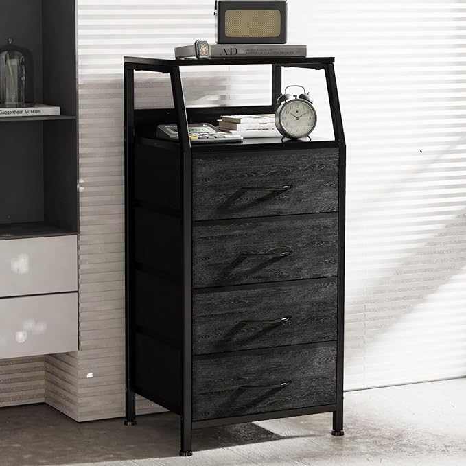 Dresser with 4 Drawers, Fabric Storage Tower - Image 5