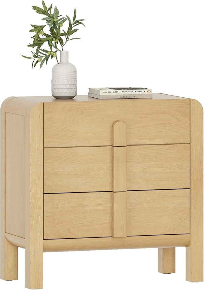 WAMPAT Modern 3 Drawer Nightstand, 31.5" Tall Nightstand End Table Bed Side by WAMPAT