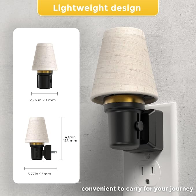 L LOHAS LED Night Lights Plug into Wall, Linen Fabric Round Platform Decor - Image 7