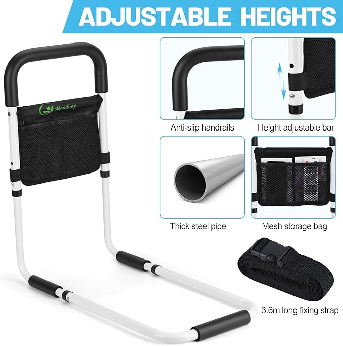 Moodooy Bed Rail for Elderly, Bed railings for Seniors, Sturdy and Stable - Image 3