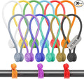 30-Pack Magnetic Cable Ties – Snap-On Silicone Magnetic Cord Ties by JustJamz