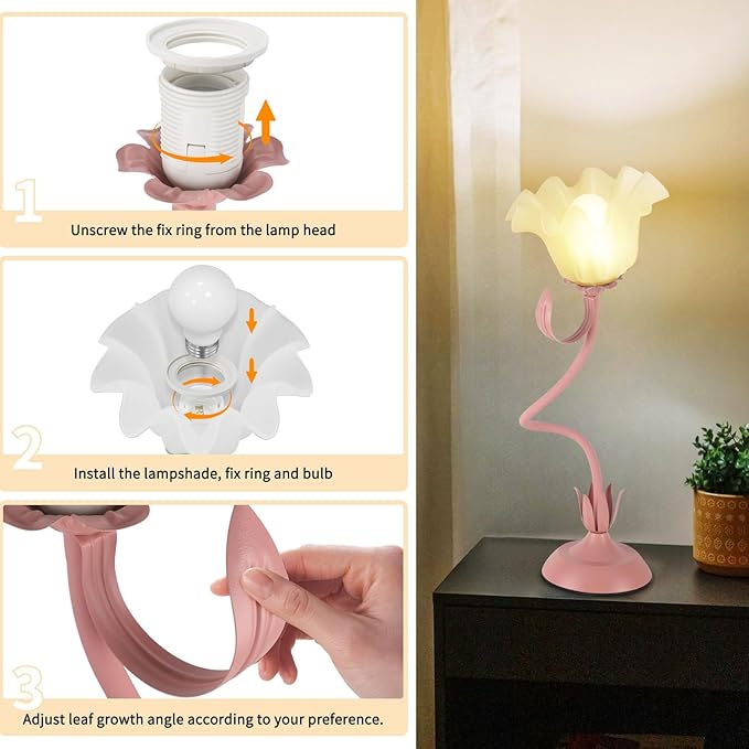 Cute Flower Desk Lamp, 3 Color Temperature Table Lamps - Image 5