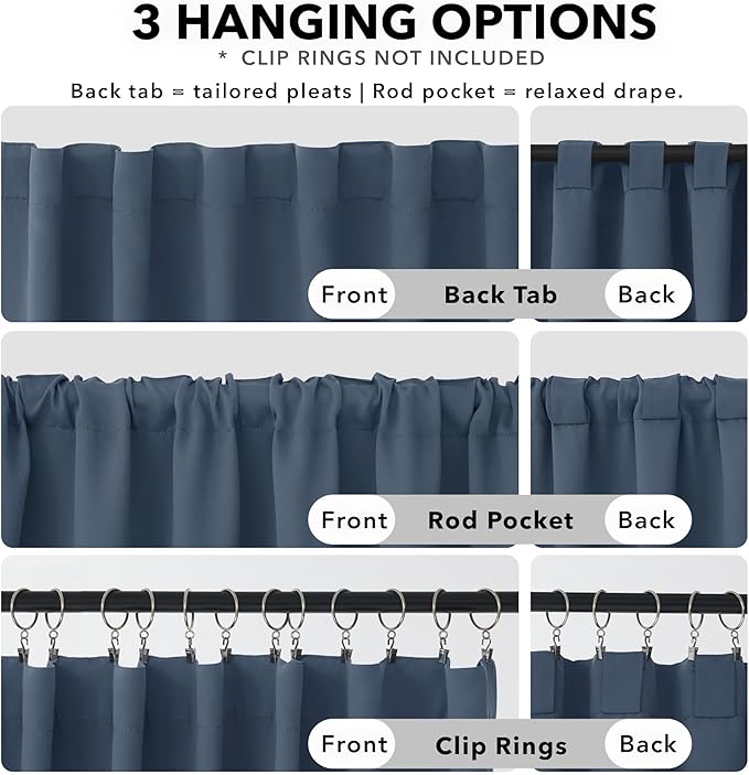 Deconovo Blackout Curtains, Thermal Insulated, W70 x L84 2 Panels, Back Tab - Image 2
