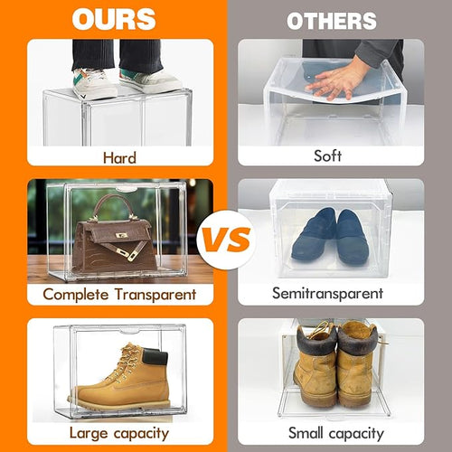 10 Pack Acrylic Shoe Boxes Stackable, Size 12 Clear Shoe Display Cases Plastic - Image 2