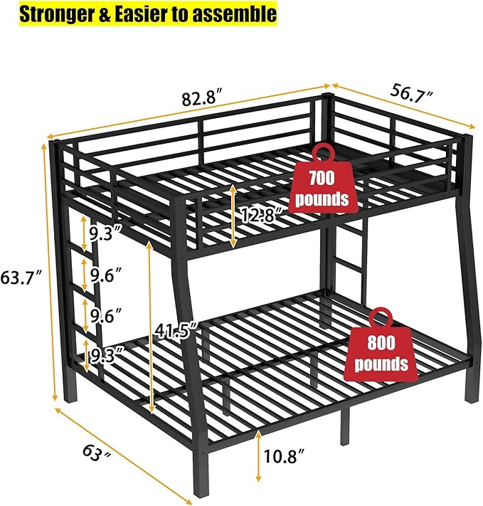 Higher Quality & Stronger Heavy Duty Metal Bunk Bed Frame Full XL Over Queen - Image 2