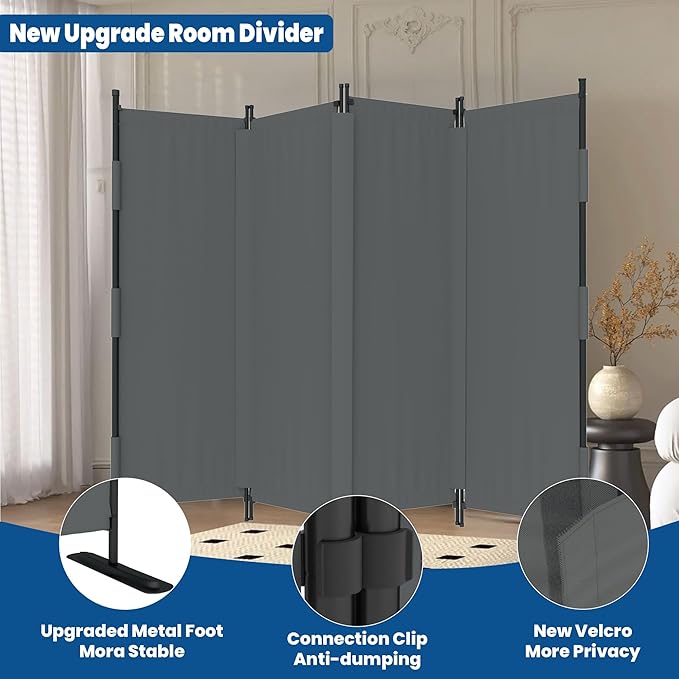 Room Divider, 4 Panel Upgraded Folding Privacy Screen, 88” Highly Secretive - Image 2