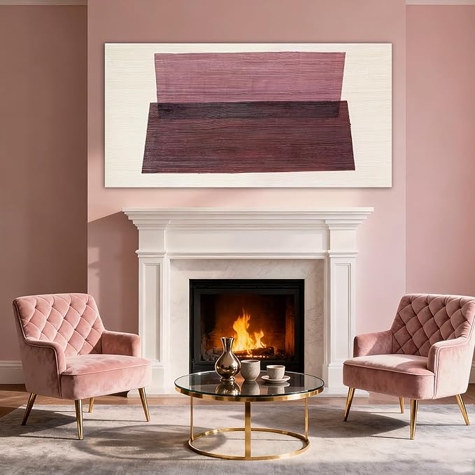 YETHEN WAL Neutral Burgundy Mauve Abstract Wall Art, Hand-Painted Textured - Image 6