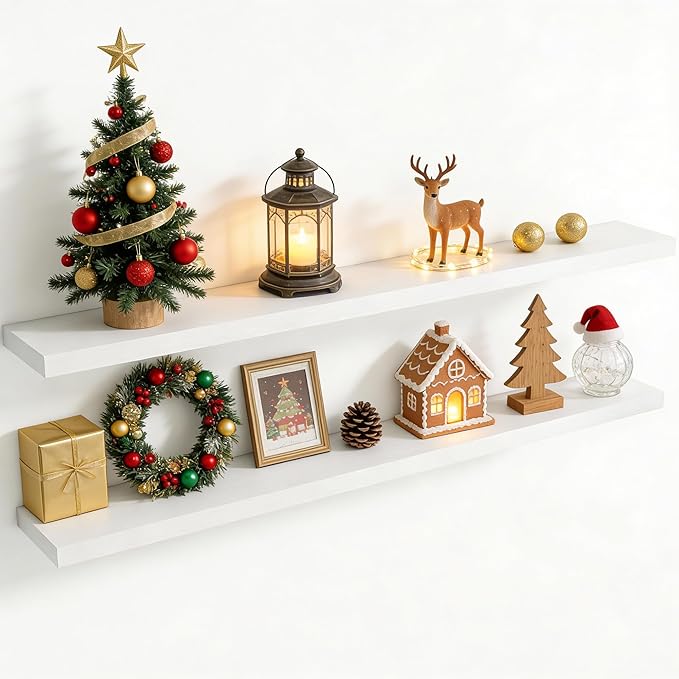 72 Inch Floating Shelves for Wall, 8 Inch Deep Floating Shelf for Storage & by Axeman
