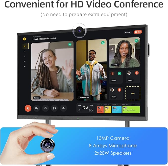QIXZOCV 65" Smart Board, Interactive Whiteboard, 4K Electronic Board, UHD - Image 3