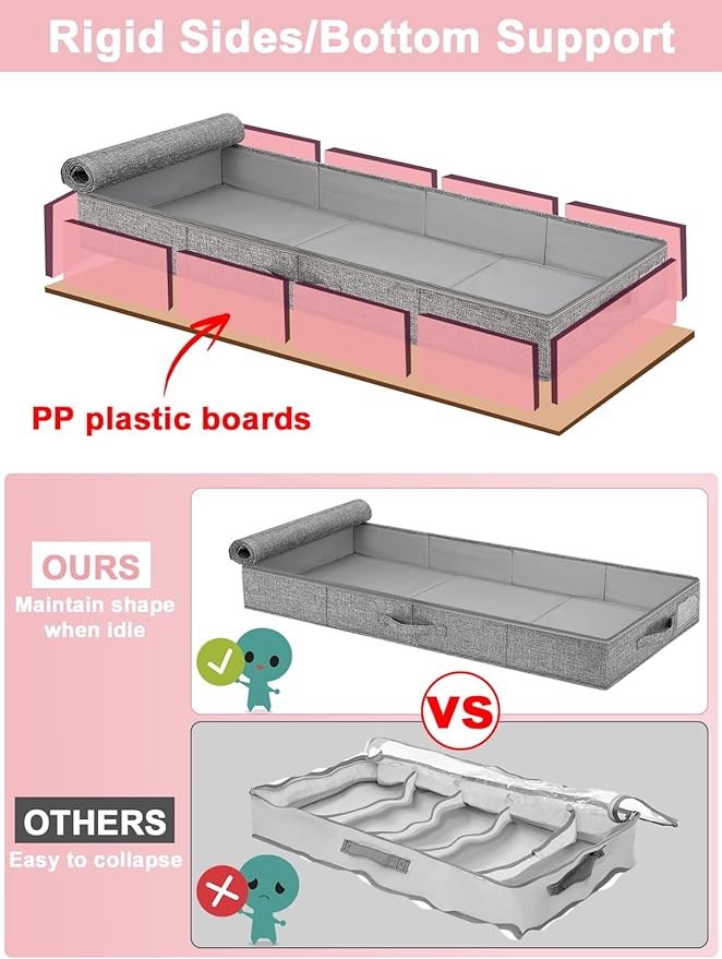 Low Profile Under Bed Storage Containers, Shallow Clothes Storage Organizer Bin - Image 4