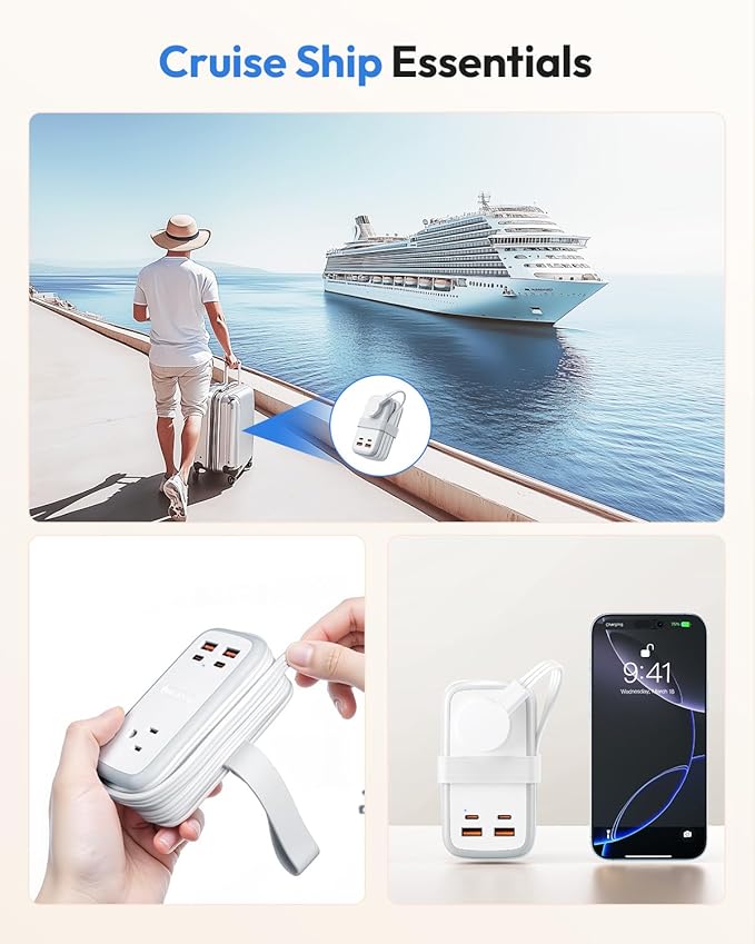 NTONPOWER GAN Ultra 65W USB Charging Station, 7 in 1 Travel Power Strip - Image 4
