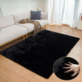 Black Fluffy Living Room Furry Rugs by ORINOVA