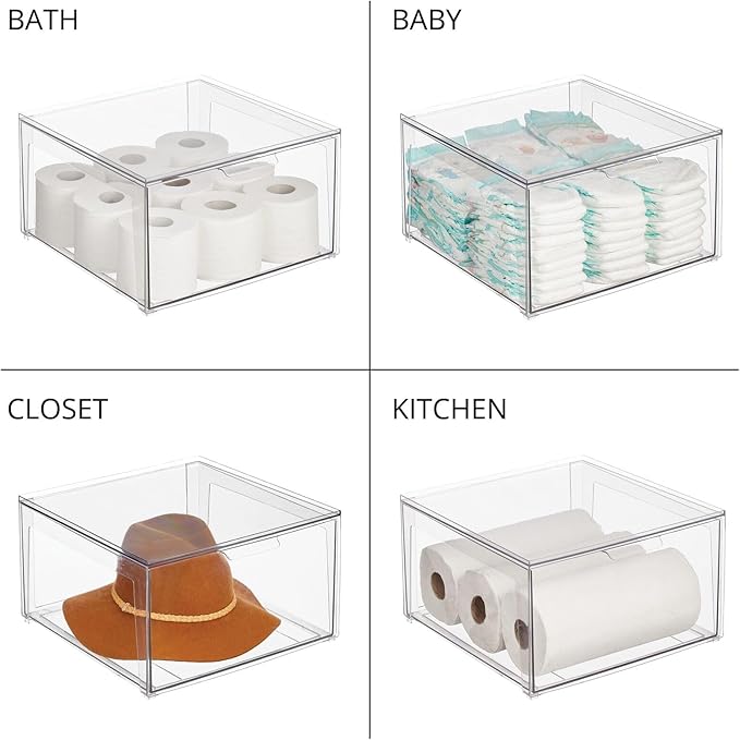 mDesign Plastic Stackable Closet Storage Organizer Bin Containers - Image 7