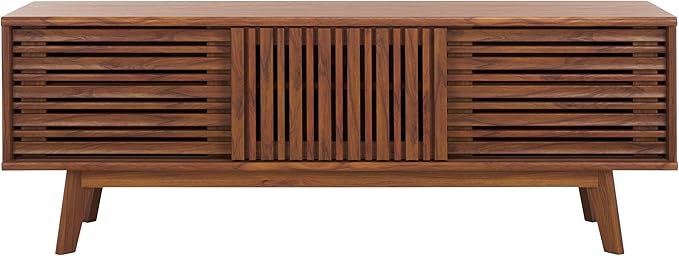 SAFAVIEH ESMA TV Stand for up to 65" Flatscreen – Walnut Brown, Sliding Doors - Image 11