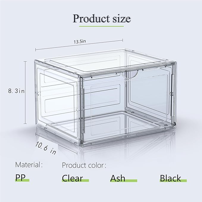 8 Pack XL Shoe Storage Box Organizer, Drop Side Large Shoe Boxes Clear Plastic - Image 4