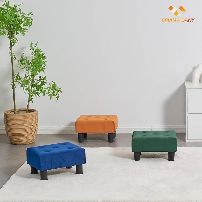 BRIAN & DANY Small Foot Stool, Velvet Foot Stools - Image 7