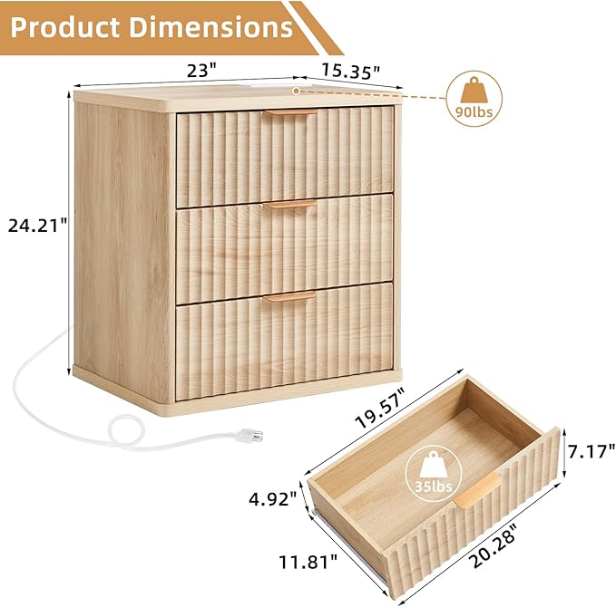 LEYAOYAO Fluted Nightstand - Image 2