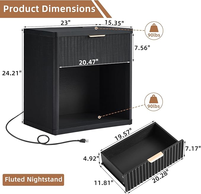 LEYAOYAO Fluted Nightstand - Image 2