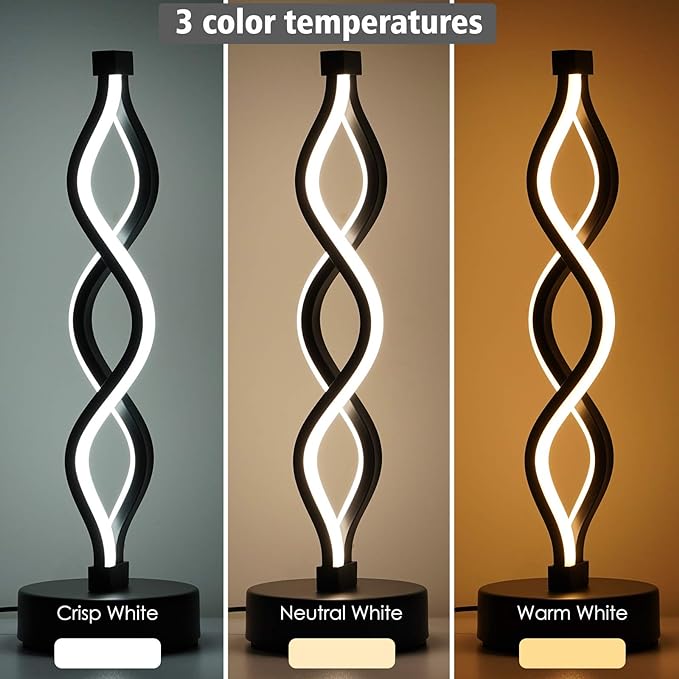 NUÜR Infinity Spiral LED Table Lamp Black, Dimmable Metallic Bedside Lamp - Image 6