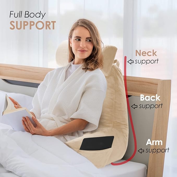 Nestl Reading Pillow with Shredded Memory Foam Includes 2 Neck and Lumber - Image 7