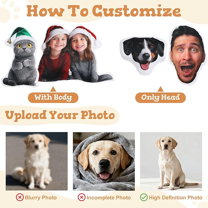 Custom4U Custom Face Pillow Personalized Dog Face Pillow Double Side Print Gifts - Image 6