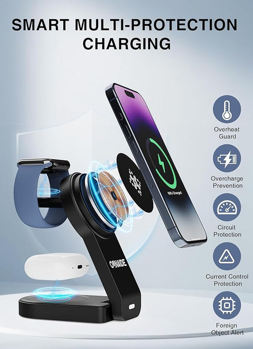 3-in-1 Charging Station for Apple MagSafe Charger, Foldable Wireless Charging - Image 2