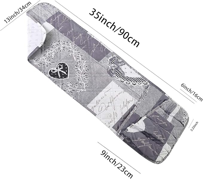 Brilliant Sunshine Grey Heart Love Patchwork Couch Armrest 5 Pockets Organizer - Image 4