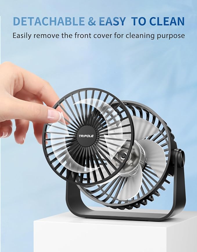 TriPole USB Desk Fan Portable Mini Fan Powerful 3 Speeds Wind Personal Desktop - Image 6