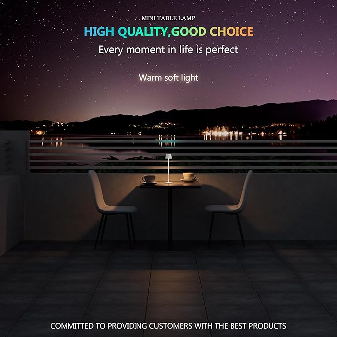 Modern LED Color-Changing Cordless Table lamp, 7 Colors, metal Shade, Touch - Image 2