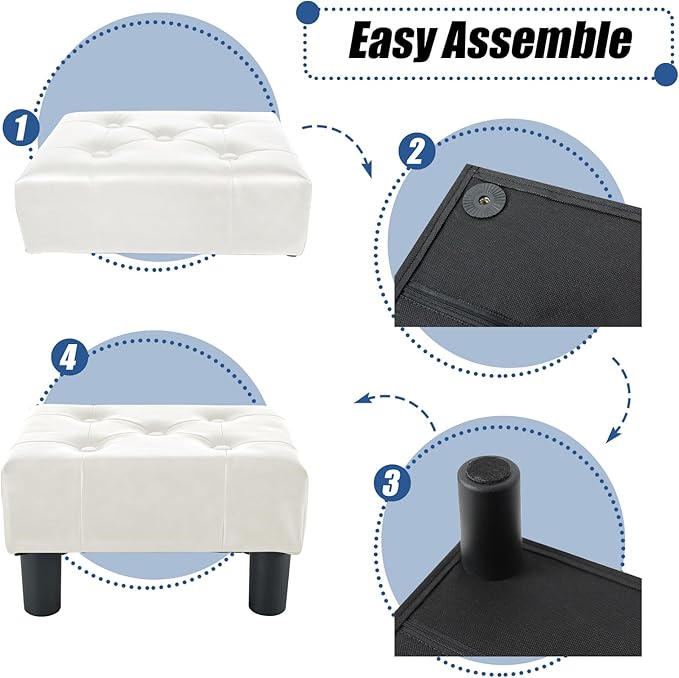BRIAN & DANY Small Foot Stool, Leather Foot Stools - Image 5