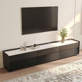POVISON Fully-Assembled Mid Century Glossy Sintered Stone TV Stand, 94.49" Wood by POVISON