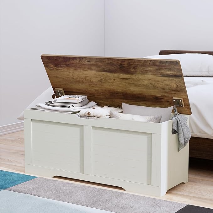 Timberer 39.4" Storage Chest, Wooden Storage Bench, Lift Top Toy Chest - Image 8