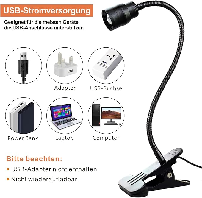 Zoomable LED Reading Lights for Bed Headboard, Clip on Spotlight Lamp for Desk - Image 6