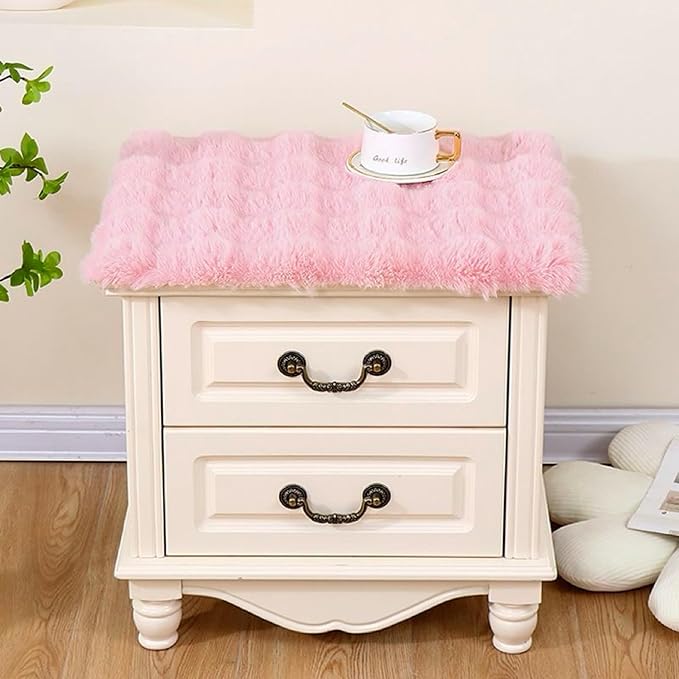 Nightstand Dust Cover Bedside Table Mat lint-Pink - Image 2