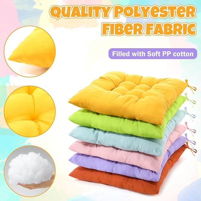 Geetery 12 Pcs Floor Pillows for Classroom Bulk Square Seating Cushions for - Image 3