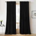 RYB HOME Black Velvet Curtains 102 inches, Back Tab Soft Fabric Blackout by RYBHOME