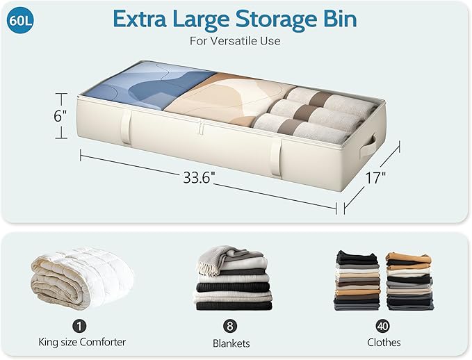 2-Pack Under Bed Storage, 6 Inches Tall Closet Organizers and Storage Bins - Image 3