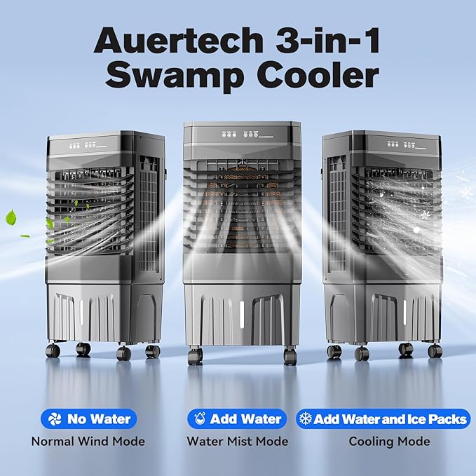 Auertech 8.2 Gal Swamp Cooler, 2800 CFM Portable Evaporative Air Cooler - Image 4