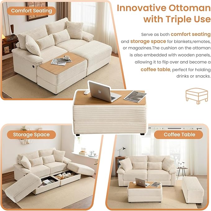 74" Double Chaise Lounge Chair Indoor, Oversized Loveseat - Image 4
