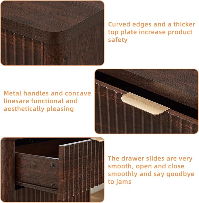 LEYAOYAO 23" Wide Fluted Farmhouse Night Stand Set of 2 - Image 7