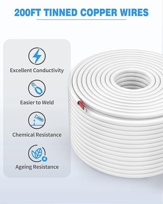 NAOVEO 18 Gauge Wire 2 Conductor Electrical Wire, 18 AWG Stranded PVC Tinned - Image 6
