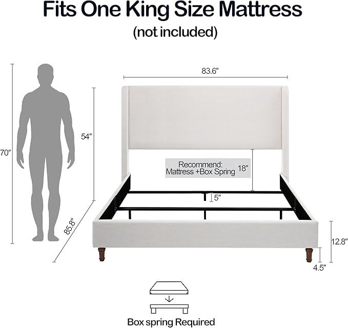 King Size Upholstered Platform Bed - Image 2