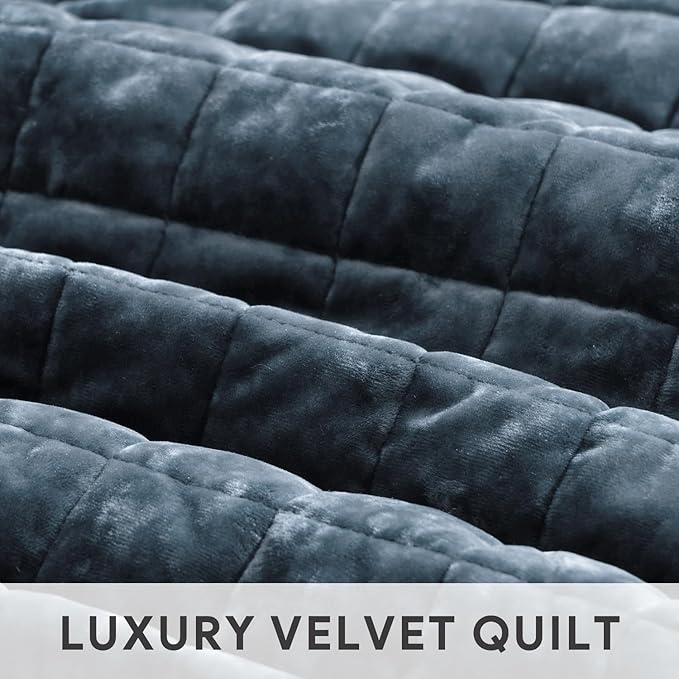 RECYCO Luxury Velvet Quilt Set King Size Bedding Sets, Ultra Soft Velvet - Image 5