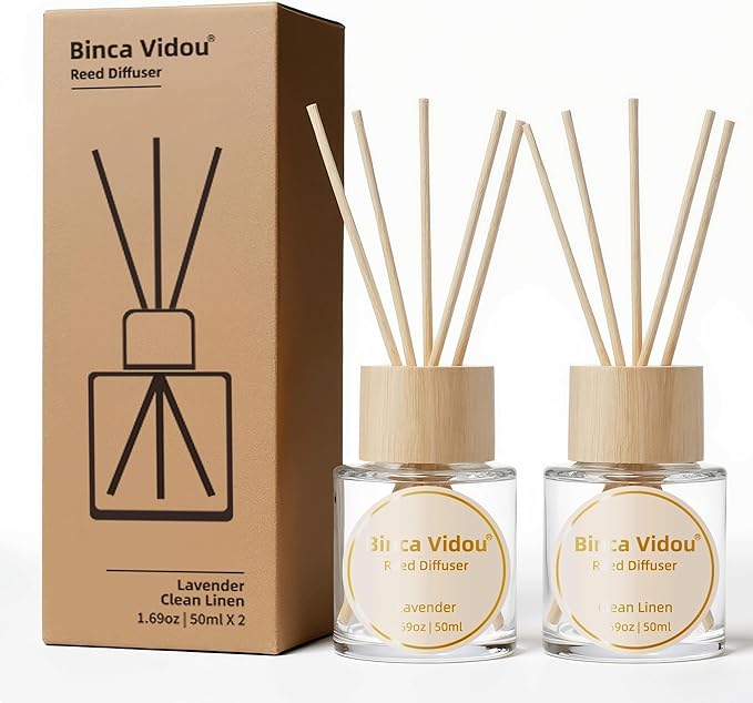 Binca Vidou Reed Diffuser Set Lavender & Linen Natural Scent Theme Oil Diffusers by BINCAVIDOU