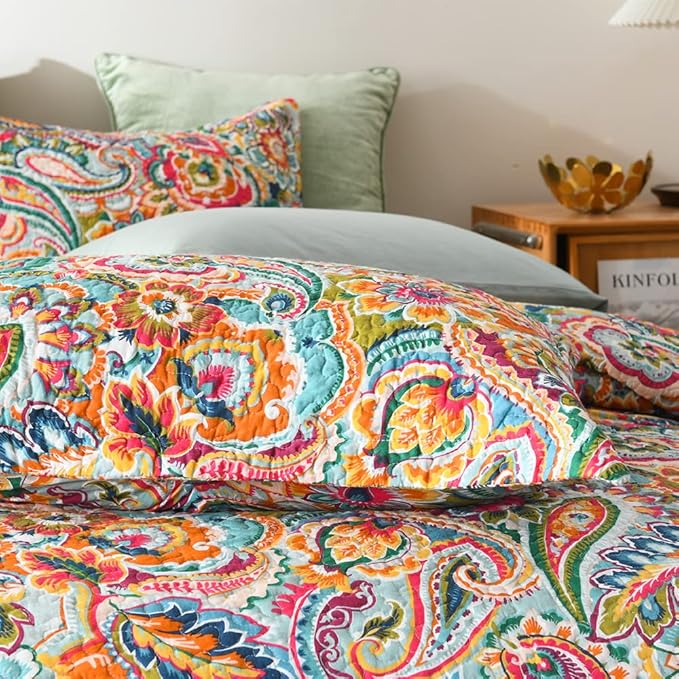 Cotton Bedspread Quilt Sets, Reversible Bedding Coverlet Sets Comforter - Image 7