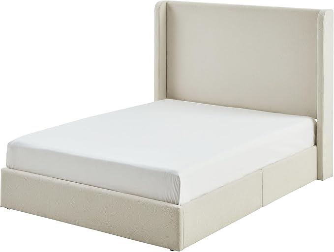 King Size Upholstered Bed Frame, 52.3" High Headboard Carmen Wingback Bed Frames - Image 8