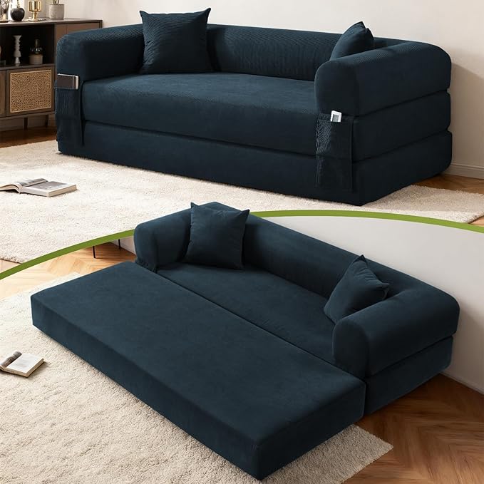 Convertible Sleeper Sofa Bed, Corduroy Pull Out Couch by GJQFurniture