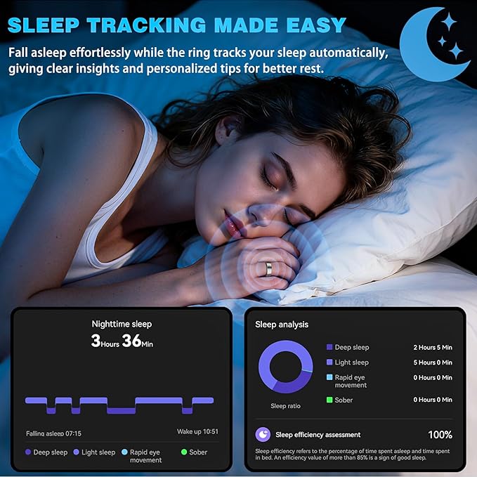 S SECRETTOP Smart Ring for Women Men, Activity Tracker, Heart Rate Monitor - Image 3