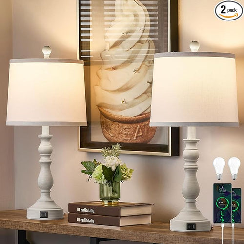 23'' Farmhouse Table Lamps for Living Room Set of 2 by Leasgy