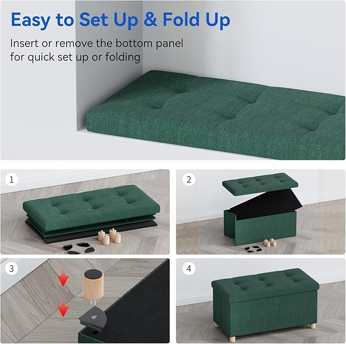 BRIAN & DANY 30 Inches Folding Storage Ottoman Bench, Ottoman - Image 5